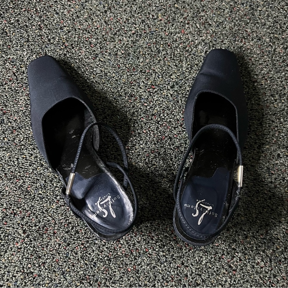 Black Vintage Y2K 90s Strappy Low Block Kitten Square-Toe Heels Comfortable Sz 8 - Picture 10 of 16